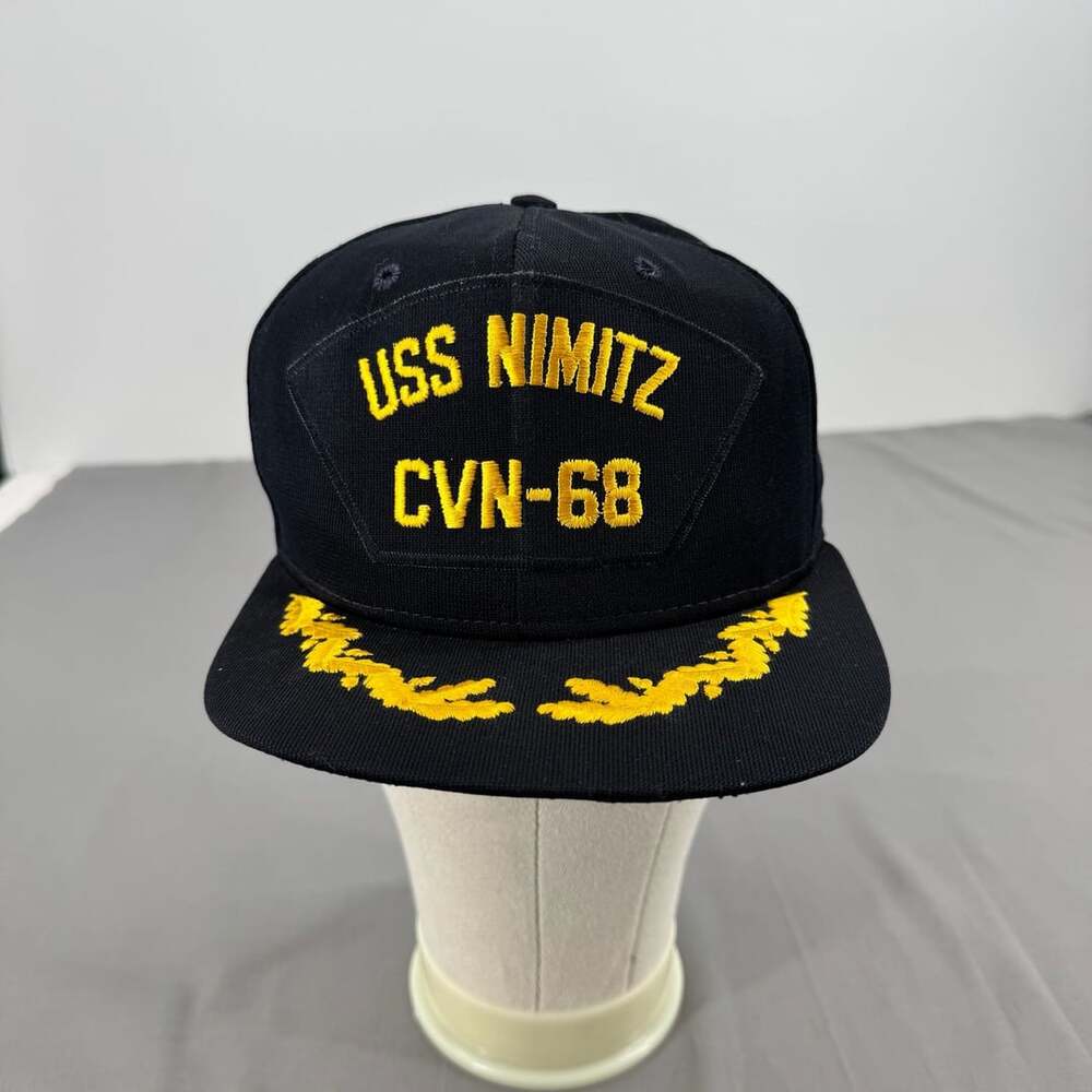 Vintage USS Nimitz CVN-68 US Navy Snapback AID American Workers Lrg. Made in USA
